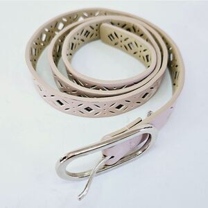 NWOT Dickies Laser Cut Dusty Pink Patterned Silver Tone Buckle PU Leather Belt